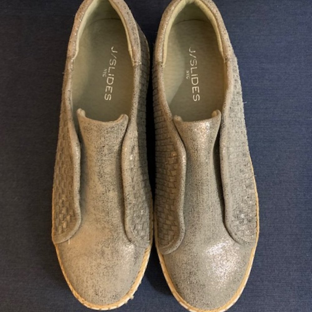 J Slides Silver Sparkly Slip on Sneaker 9